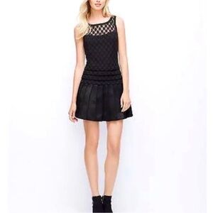 Ann Taylor Black Polka-Dot Drop Waist Sleeveless Dress $228 Size 0